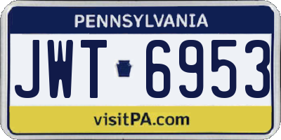 PA license plate JWT6953