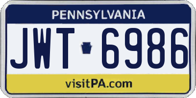 PA license plate JWT6986