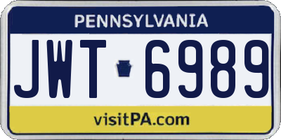 PA license plate JWT6989