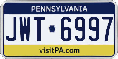 PA license plate JWT6997