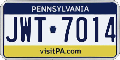 PA license plate JWT7014