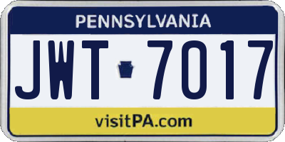 PA license plate JWT7017