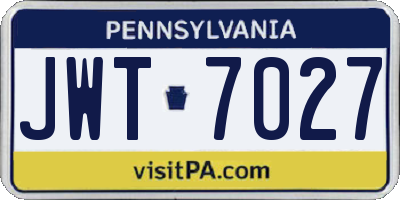 PA license plate JWT7027