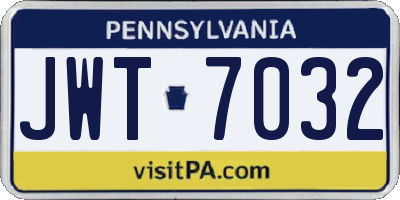 PA license plate JWT7032