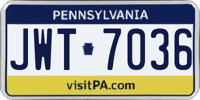 PA license plate JWT7036