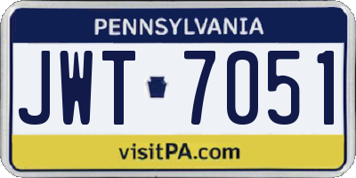 PA license plate JWT7051