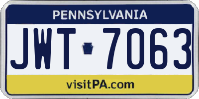 PA license plate JWT7063