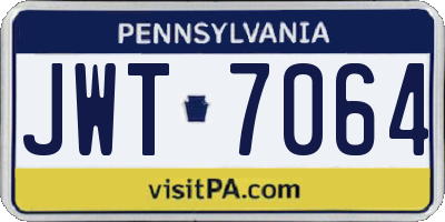 PA license plate JWT7064
