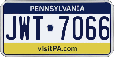 PA license plate JWT7066