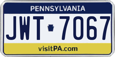 PA license plate JWT7067