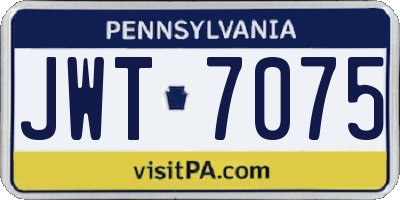 PA license plate JWT7075