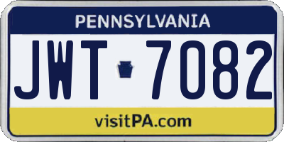 PA license plate JWT7082
