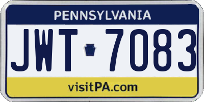 PA license plate JWT7083