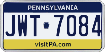 PA license plate JWT7084