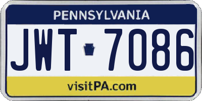 PA license plate JWT7086