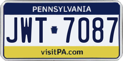 PA license plate JWT7087