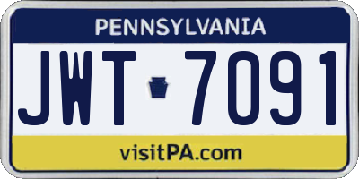 PA license plate JWT7091