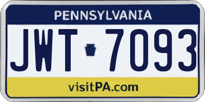 PA license plate JWT7093