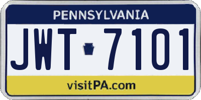PA license plate JWT7101