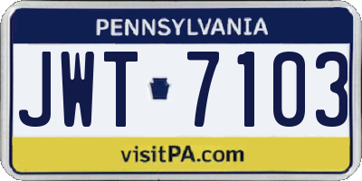 PA license plate JWT7103