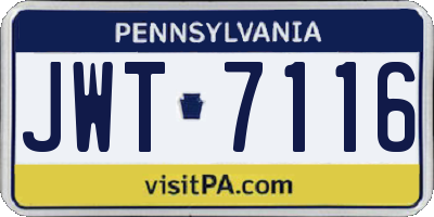 PA license plate JWT7116