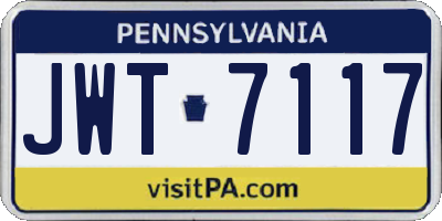 PA license plate JWT7117