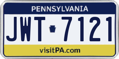 PA license plate JWT7121