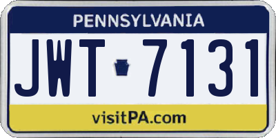 PA license plate JWT7131