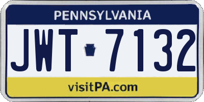PA license plate JWT7132
