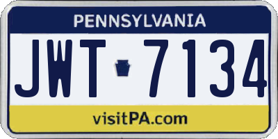 PA license plate JWT7134