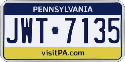 PA license plate JWT7135