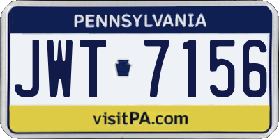 PA license plate JWT7156