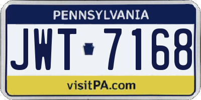 PA license plate JWT7168