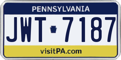 PA license plate JWT7187