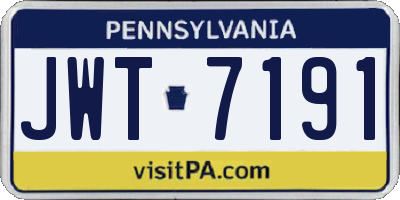 PA license plate JWT7191