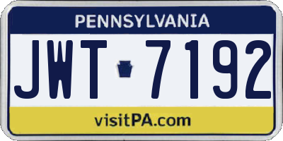 PA license plate JWT7192