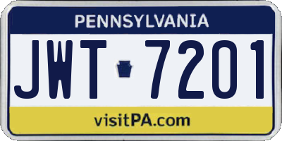 PA license plate JWT7201
