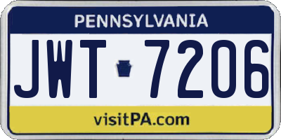 PA license plate JWT7206