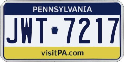 PA license plate JWT7217