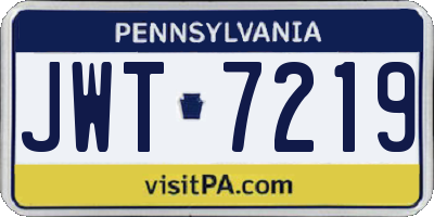 PA license plate JWT7219