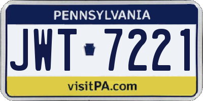 PA license plate JWT7221