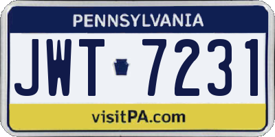 PA license plate JWT7231
