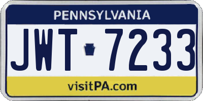 PA license plate JWT7233