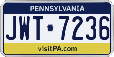 PA license plate JWT7236