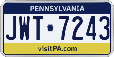 PA license plate JWT7243