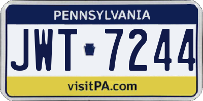PA license plate JWT7244