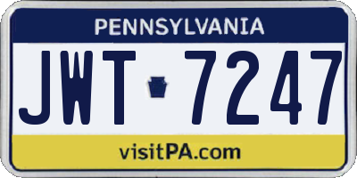 PA license plate JWT7247