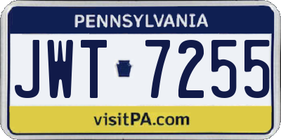 PA license plate JWT7255