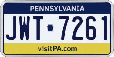 PA license plate JWT7261