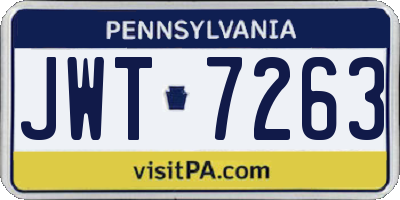 PA license plate JWT7263